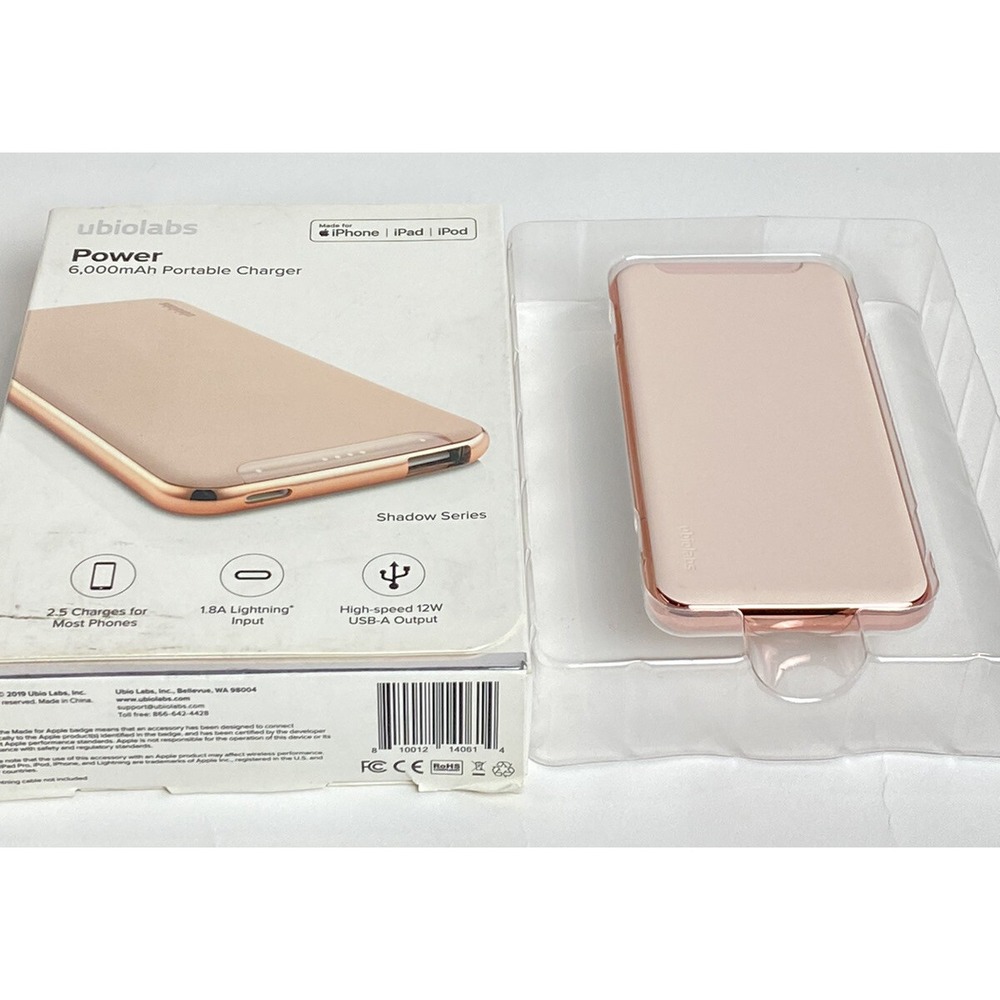 ubiolabs Power 6,000 mAh Shadow Series Apple iPad‎ iPod iPhone Rose Gold Pink